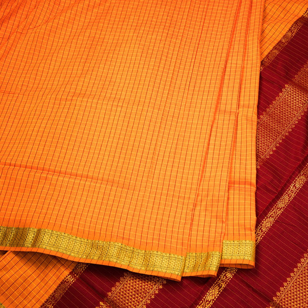 Kalyani Cotton Yellow Color Checked Saree