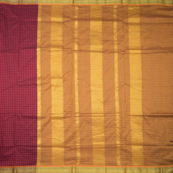 Kalyani Cotton Maroon Color Checked Saree