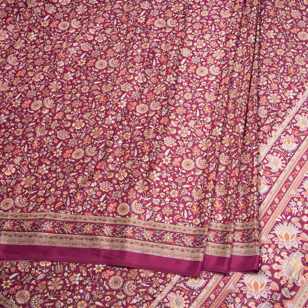 Faux Crepe Purple Printed Saree