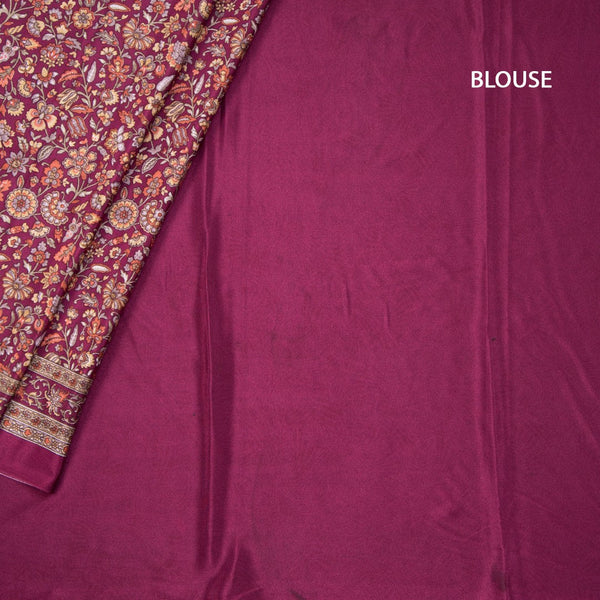 Faux Crepe Purple Printed Saree