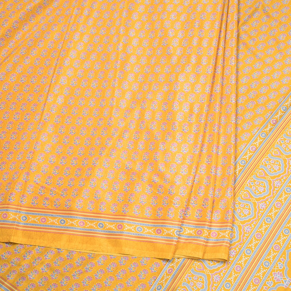 Faux Crepe Yellow Printed Saree 03