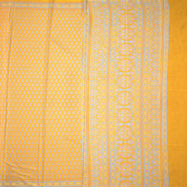Faux Crepe Yellow Printed Saree 03