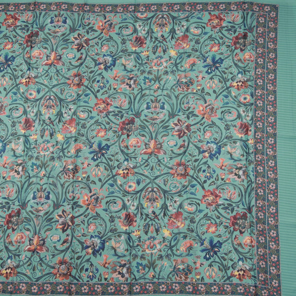 Faux Crepe Pista Green Printed Saree