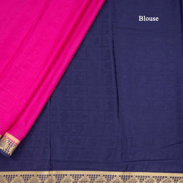 Semi Mysore Silk Magenta Pink Plain Saree 11