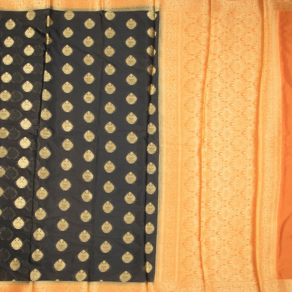 Semi Mysore Silk Black Embroidered Saree