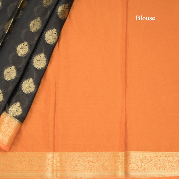 Semi Mysore Silk Black Embroidered Saree
