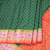 Semi Mysore Silk Bottle Green Embroidered Saree