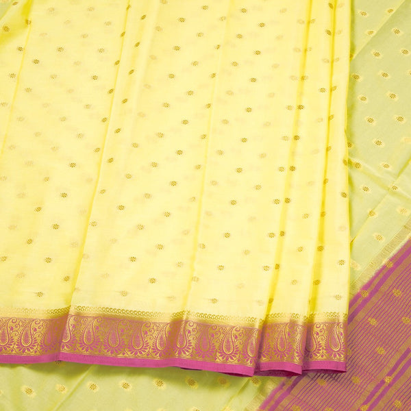 Semi Mysore Silk Cyan Yellow Embroidered Saree