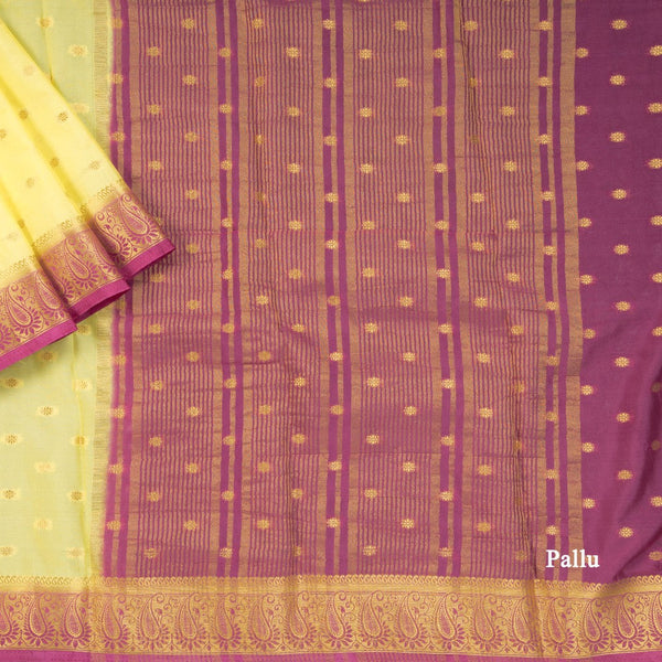Semi Mysore Silk Cyan Yellow Embroidered Saree