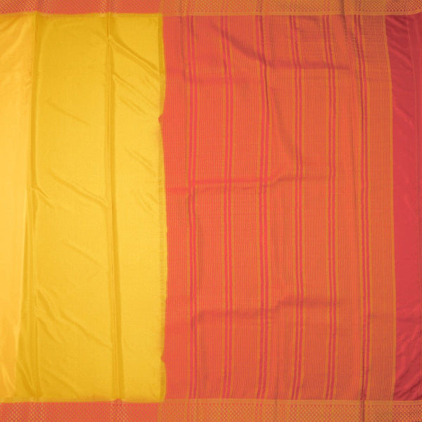 Semi Mysore Silk Lemon Yellow Plain Saree