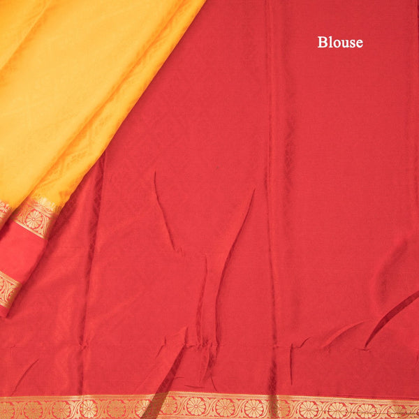 Semi Mysore Silk Lemon Yellow Plain Saree