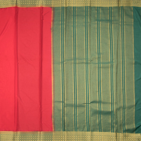 Semi Mysore Silk Red Plain Saree 08