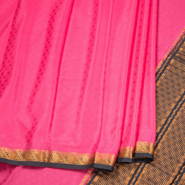Semi Mysore Silk Pink Plain Saree 11
