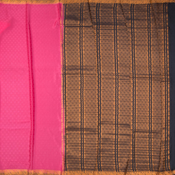 Semi Mysore Silk Pink Plain Saree 11