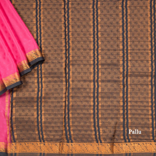 Semi Mysore Silk Pink Plain Saree 11