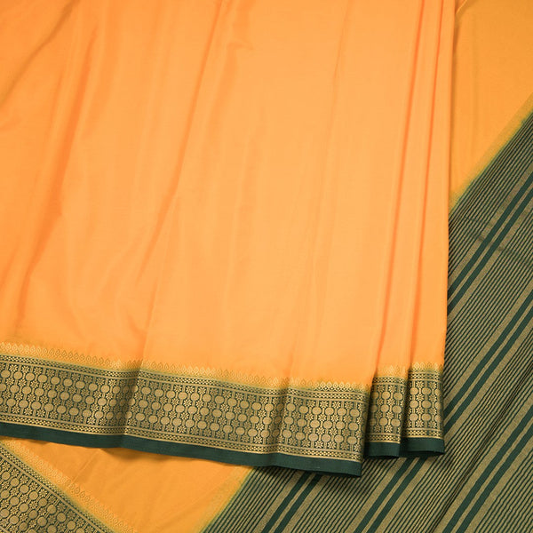 Semi Mysore Silk Mango Yellow Plain Saree 12