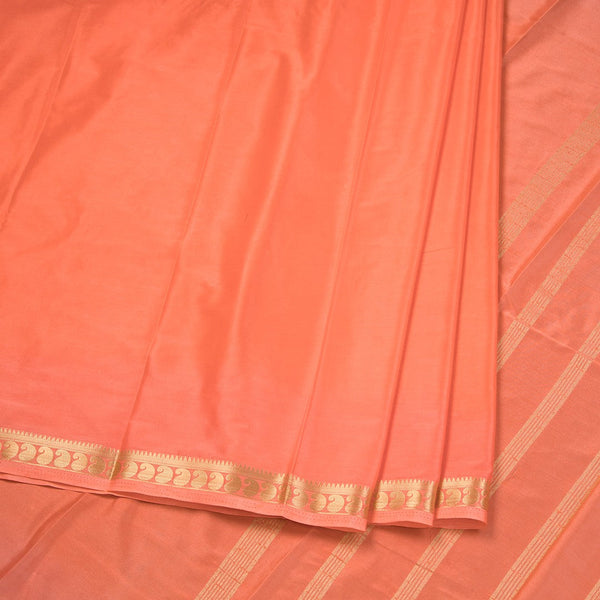 Semi Mysore Silk Peach Plain Saree 03