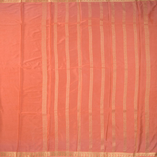 Semi Mysore Silk Peach Plain Saree 03