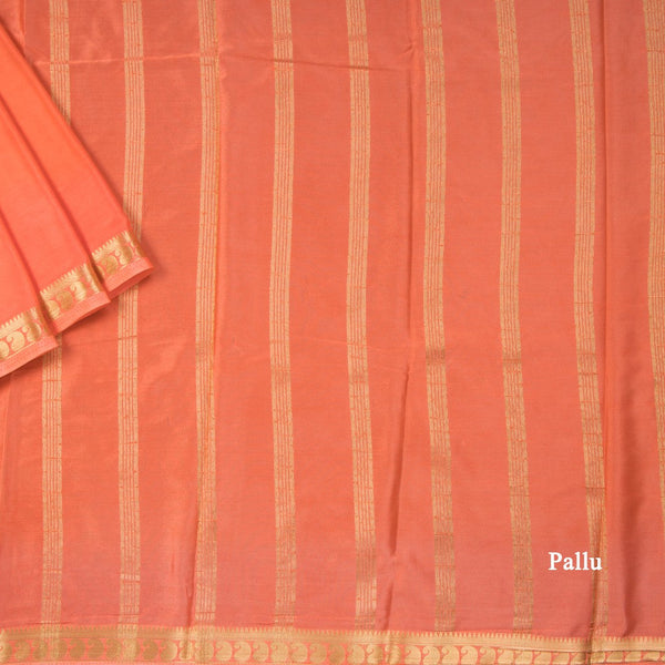 Semi Mysore Silk Peach Plain Saree 03