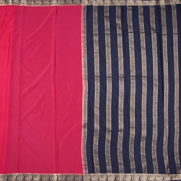 Semi Mysore Silk Red Plain Saree 09