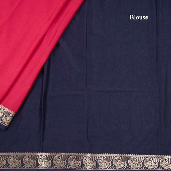 Semi Mysore Silk Red Plain Saree 09