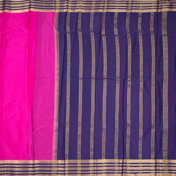 Semi Mysore Silk Dark Pink Plain Saree 02