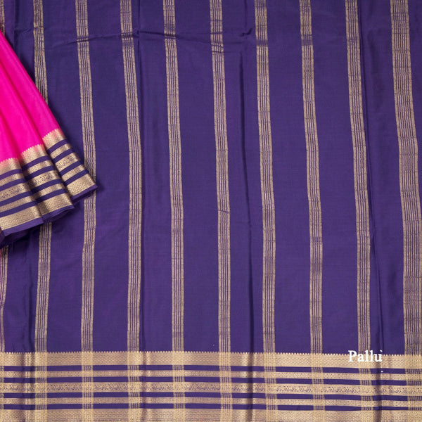 Semi Mysore Silk Dark Pink Plain Saree 02