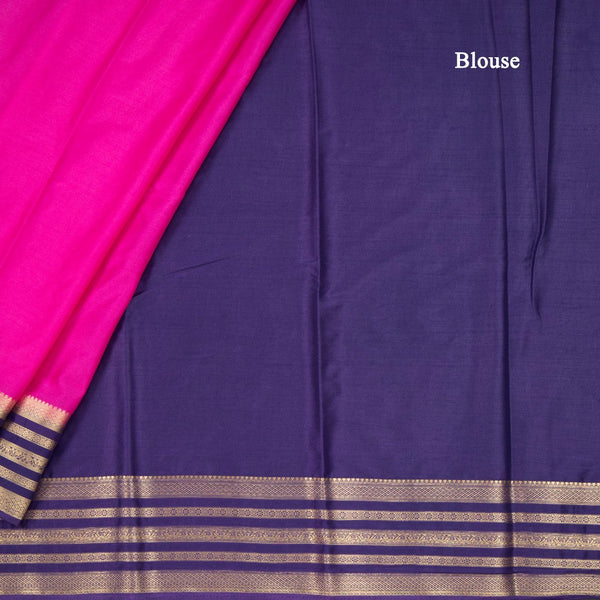 Semi Mysore Silk Dark Pink Plain Saree 02
