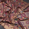 Semi Banaras Wine Colour Embossed With Zari Worked Saree