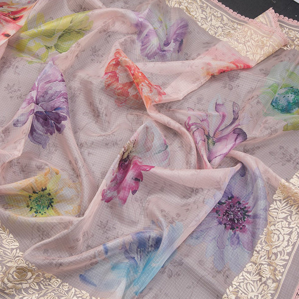 Kota Light Peach Printed Saree