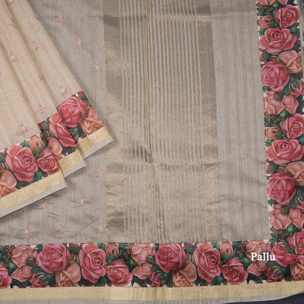 Kota Cream Thread Embroidered Saree