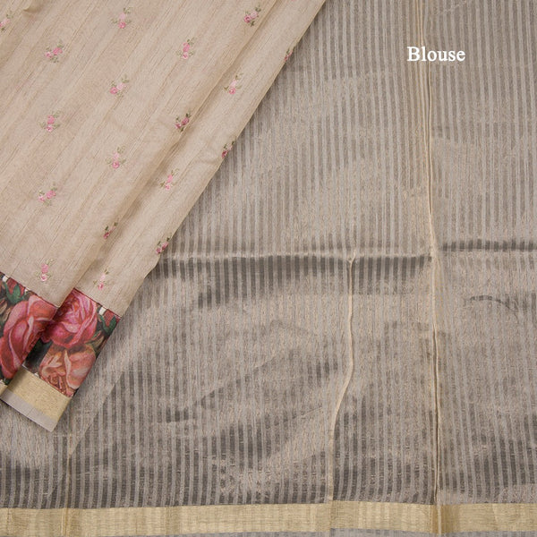 Kota Cream Thread Embroidered Saree