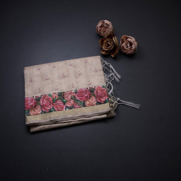 Kota Cream Thread Embroidered Saree