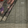 Semi Raw Silk Olive Green Floral Printed Saree