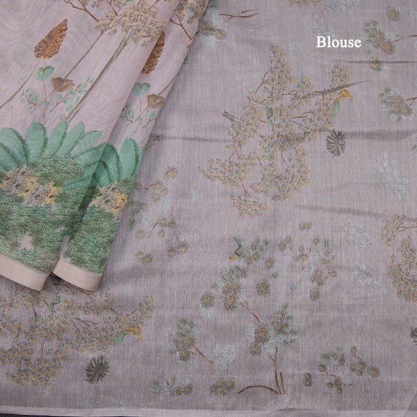 Semi Raw Silk Onion Pink Floral Printed Saree