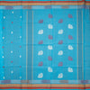Bengali Cotton Sky Blue Thread Embossed Saree