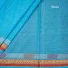 Bengali Cotton Sky Blue Thread Embossed Saree