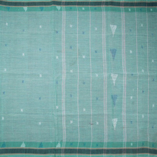 Bengali Cotton Mint Green Thread Embossed Saree