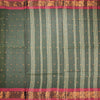 Bengali Cotton Dark Olive Green Zari Worked Saree