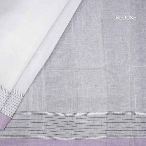 Bengali Cotton White Thread Embossed Saree