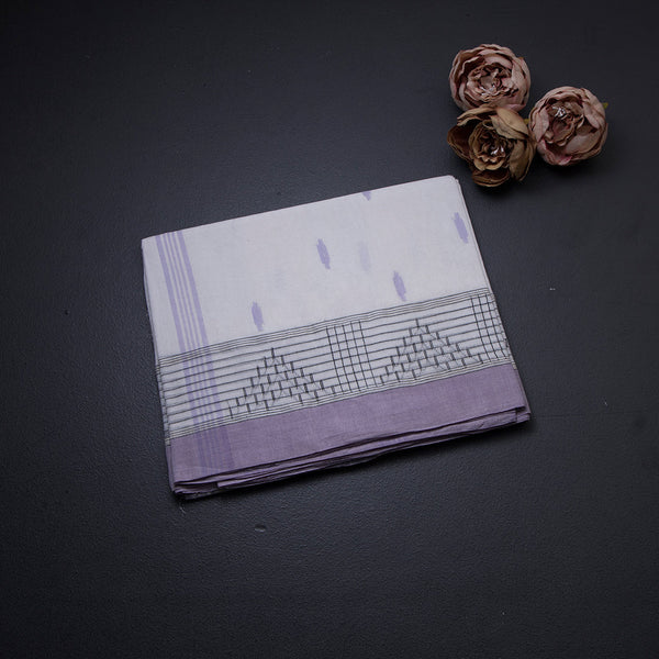 Bengali Cotton White Thread Embossed Saree