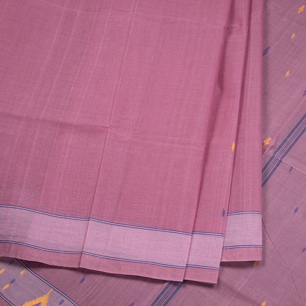 Bengali Cotton Onion Pink Thread Embossed Saree