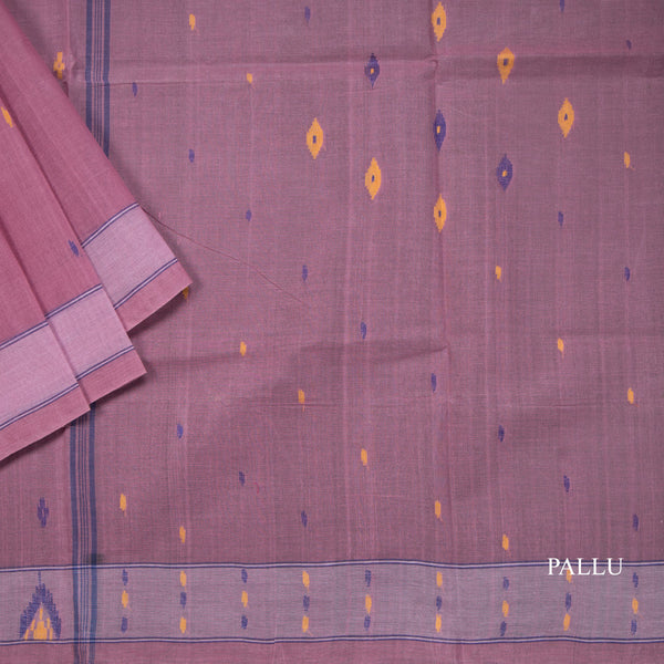 Bengali Cotton Onion Pink Thread Embossed Saree