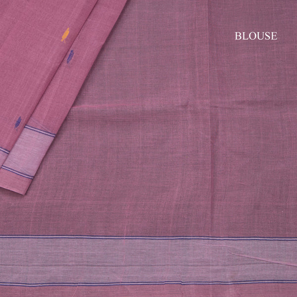Bengali Cotton Onion Pink Thread Embossed Saree