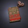 Chanderi Cotton Olive Green Floral Printed Saree 02