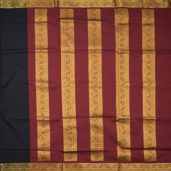 Kalyani Cotton Black Plain Saree With Zari Border