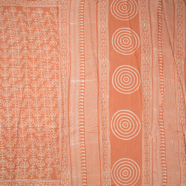 Mul Mul Cotton Light Orange Printed Saree