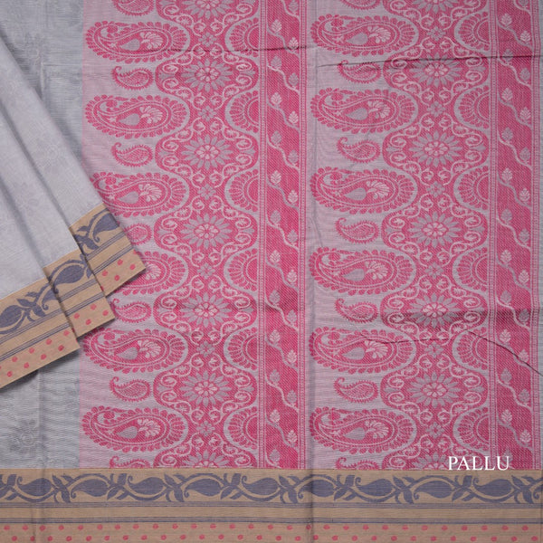 Negamam Cotton Grey Floral Printed Saree