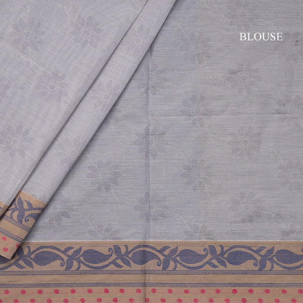 Negamam Cotton Grey Floral Printed Saree