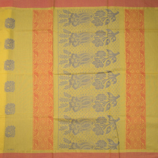 Negamam Cotton Mustard Yellow Embossed Saree